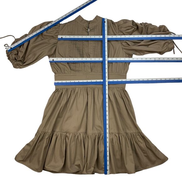 Goretty Medina Puff Sleeve Dress L Tan Mini Ruffle - Picture 11 of 12